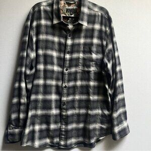 Pladra cotton black white plaid Flannel button up shirt Sz 2X
